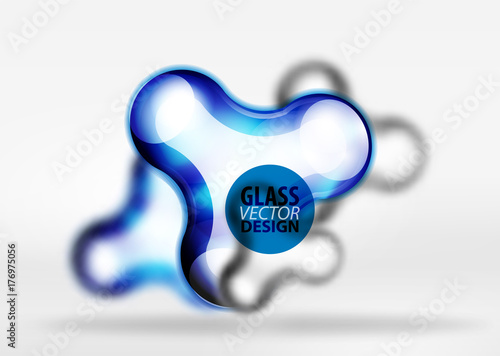 Vector digital 3d space bubble, glass and metallic effects