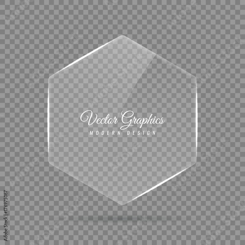 Glass banner. Transparent geometric shapes.