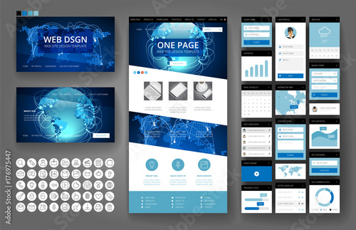 Website design template and interface elements