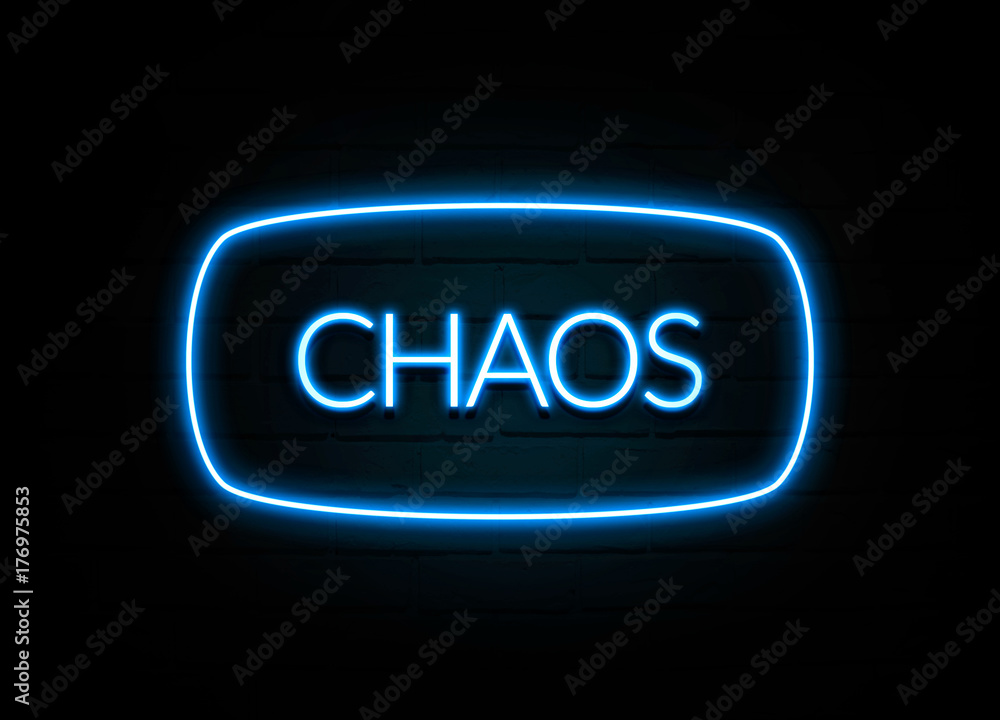 Chaos - colorful Neon Sign on brickwall Chaos - colorful Neon Sign on brickwall
