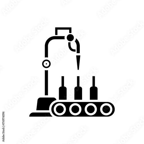 bottling line icon, illustration, vector sign on isolated background