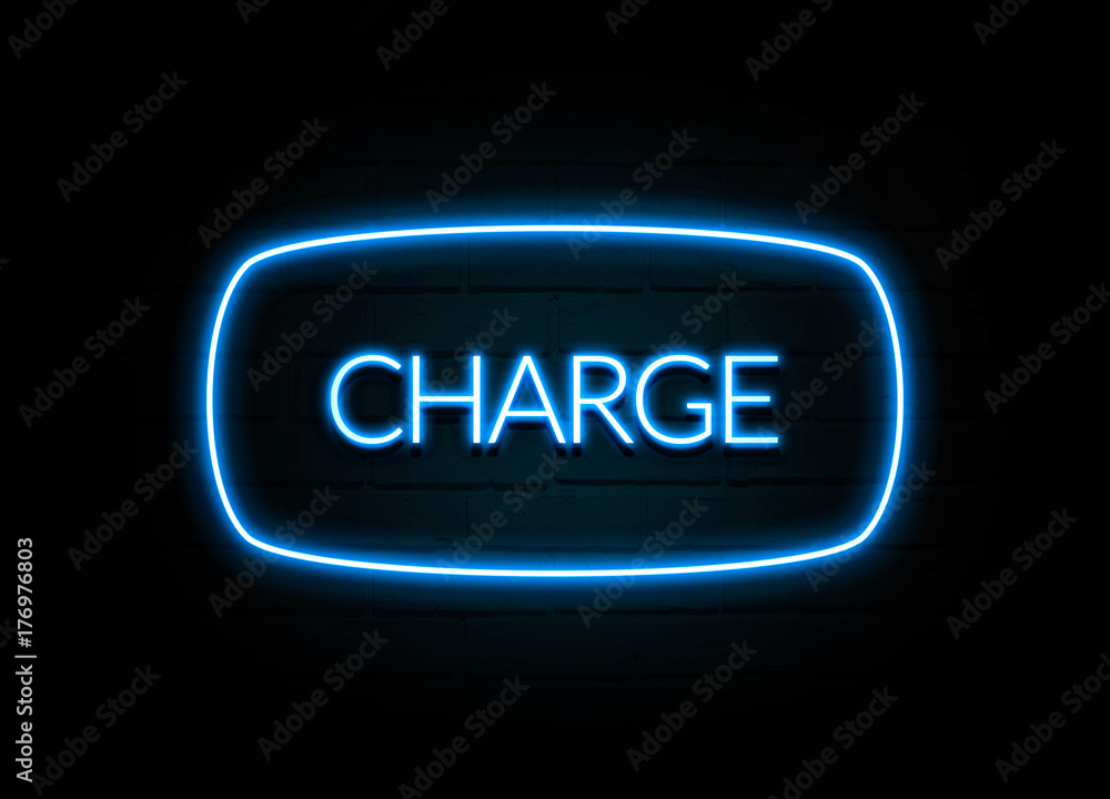 Charge  - colorful Neon Sign on brickwall