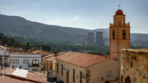 Cofrentes bellfry and nuclear plant