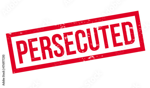 Persecuted rubber stamp. Grunge design with dust scratches. Effects can be easily removed for a clean, crisp look. Color is easily changed.