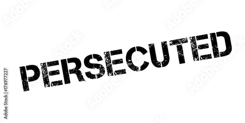 Persecuted rubber stamp. Grunge design with dust scratches. Effects can be easily removed for a clean, crisp look. Color is easily changed.