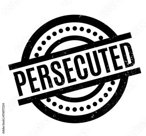 Persecuted rubber stamp. Grunge design with dust scratches. Effects can be easily removed for a clean, crisp look. Color is easily changed.