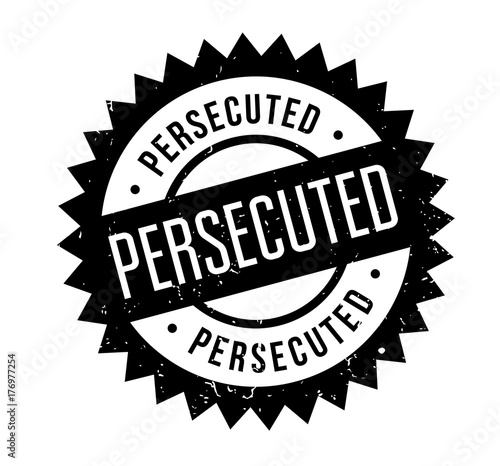 Persecuted rubber stamp. Grunge design with dust scratches. Effects can be easily removed for a clean, crisp look. Color is easily changed.