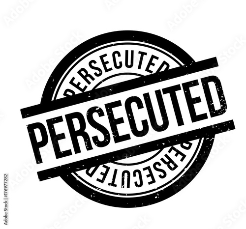Persecuted rubber stamp. Grunge design with dust scratches. Effects can be easily removed for a clean, crisp look. Color is easily changed.