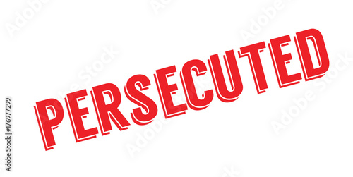 Persecuted rubber stamp. Grunge design with dust scratches. Effects can be easily removed for a clean, crisp look. Color is easily changed.