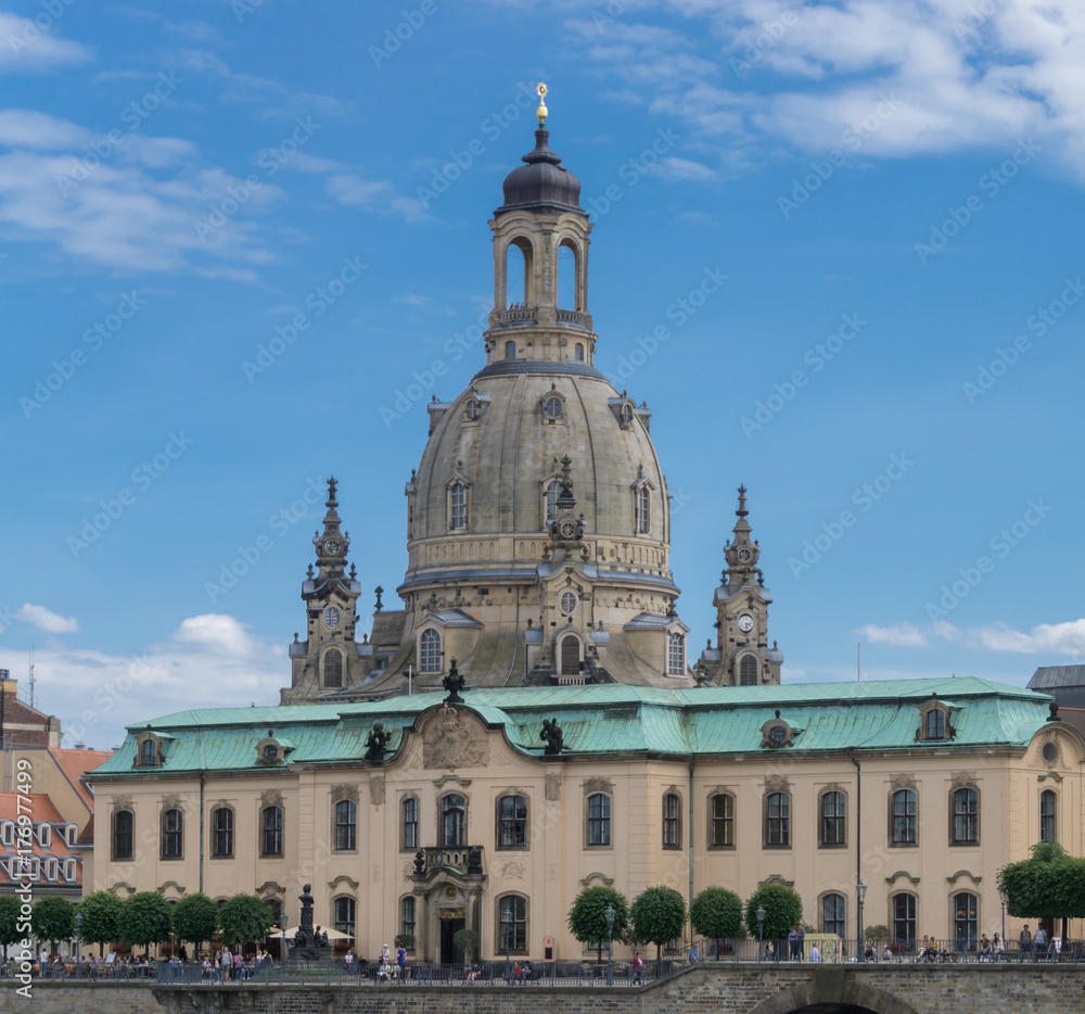 View from the Elbe to the Frauenkirche in Dresden