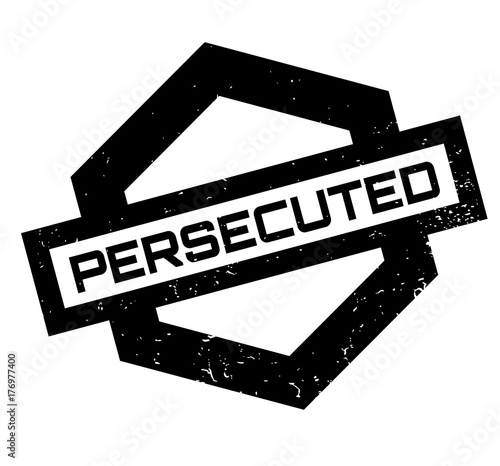 Persecuted rubber stamp. Grunge design with dust scratches. Effects can be easily removed for a clean, crisp look. Color is easily changed.