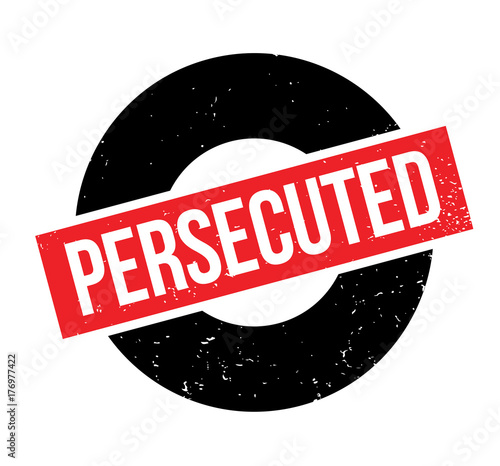 Persecuted rubber stamp. Grunge design with dust scratches. Effects can be easily removed for a clean, crisp look. Color is easily changed.