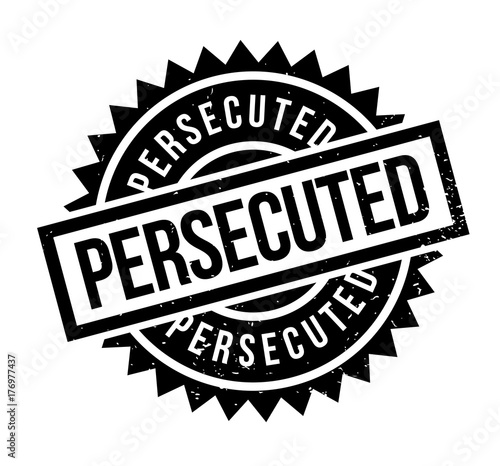 Persecuted rubber stamp. Grunge design with dust scratches. Effects can be easily removed for a clean, crisp look. Color is easily changed.