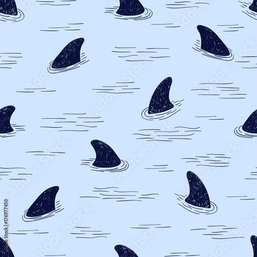 Shark fin seamless pattern.
