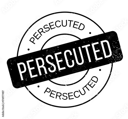 Persecuted rubber stamp. Grunge design with dust scratches. Effects can be easily removed for a clean, crisp look. Color is easily changed.