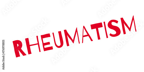 Rheumatism rubber stamp. Grunge design with dust scratches. Effects can be easily removed for a clean, crisp look. Color is easily changed.