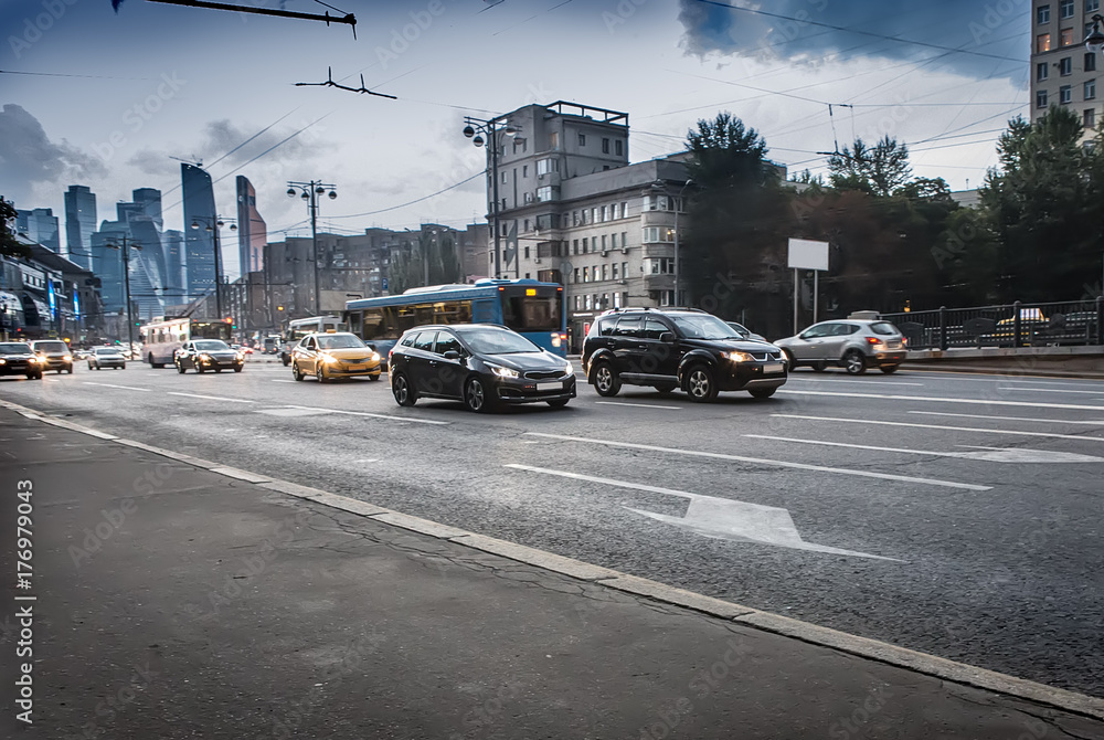 Road traffic on a Moscow street