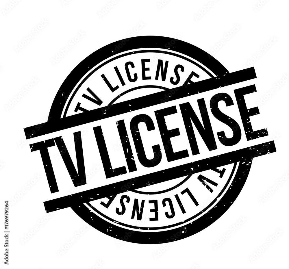 TV License rubber stamp. Grunge design with dust scratches. Effects can be easily removed for a clean, crisp look. Color is easily changed. TV License rubber stamp. Grunge design with dust scratches. Effects can be easily removed for a clean, crisp look. Color is easily changed.