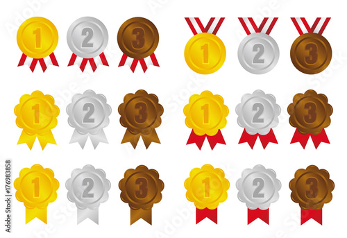 ranking medal icon illustration set 