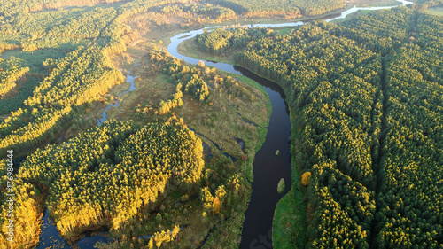 Aerial landscape of natural river