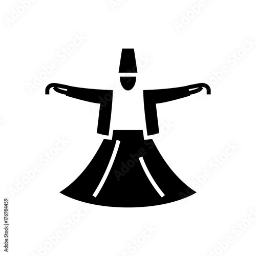 dervish dance - islam icon, illustration, vector sign on isolated background