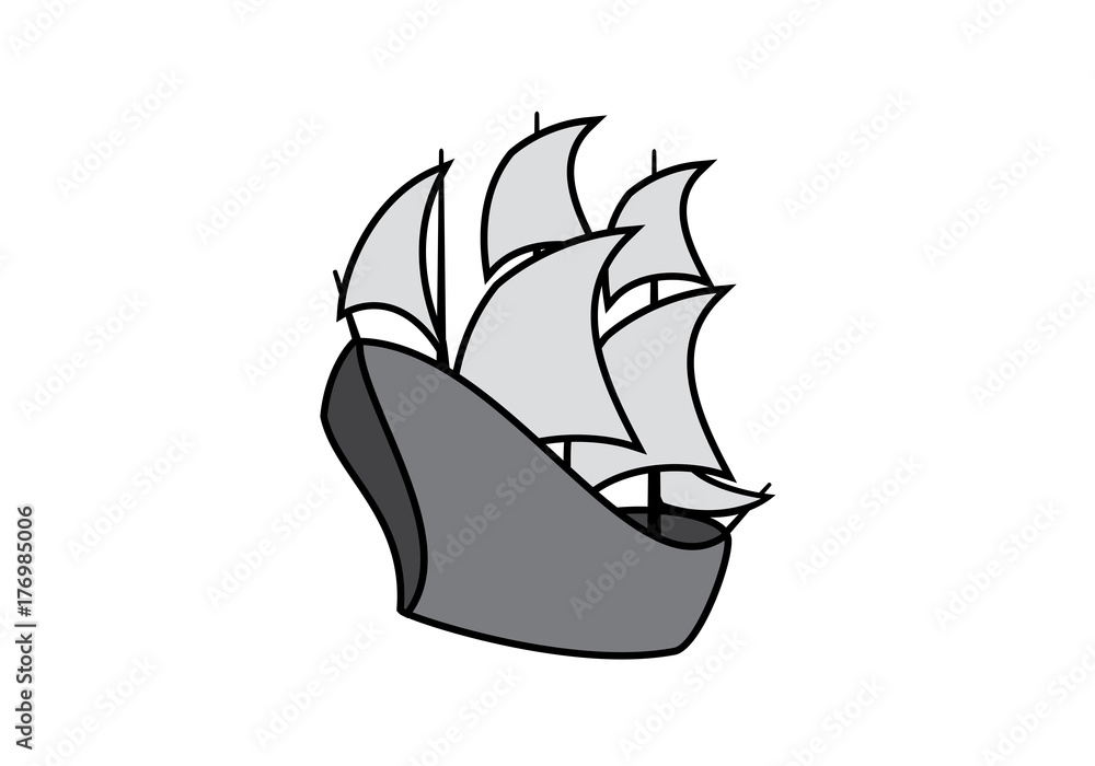 Sailing Boat vector. Old sailing ship. Sailing Boat vector icon Stock