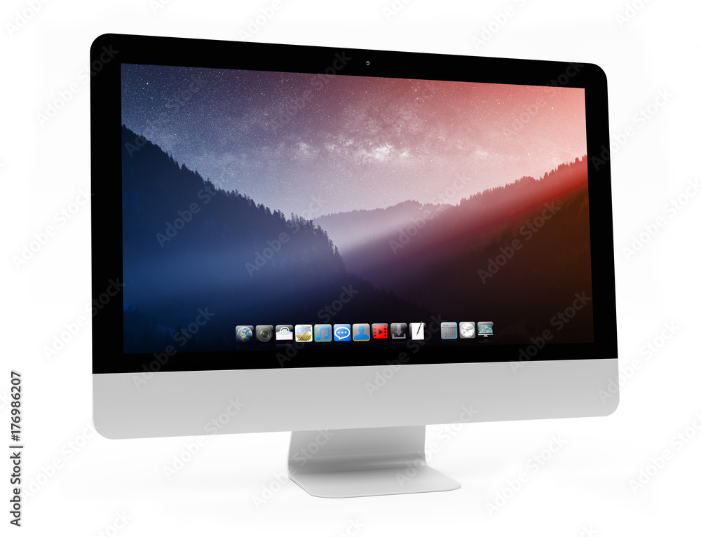 Modern computer screen on white background 3D rendering