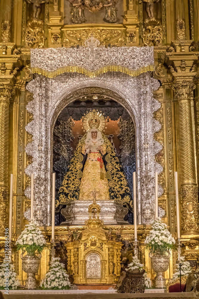 Seville - The nave of church Basilica de la Macarena