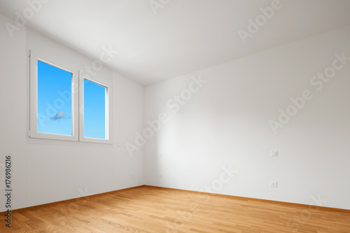 Empty modern apartment  empty spaces and white walls