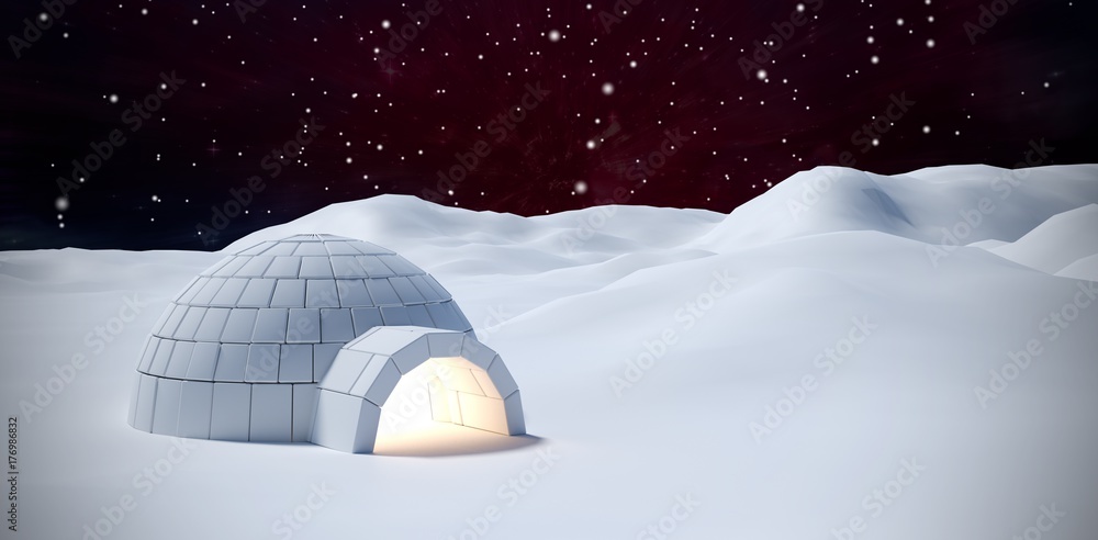 Naklejka premium Composite image of igloo on snow field