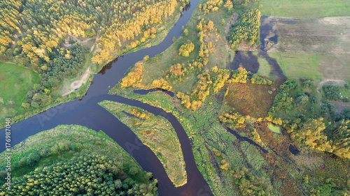 Aerial wiev of natural river
