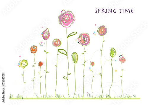 Fototapeta Naklejka Na Ścianę i Meble -  Spring time colorful elegant cute flowers. Spring floral background