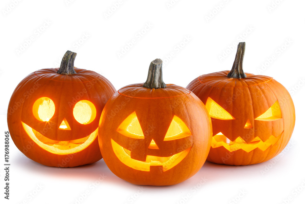 Fototapeta premium Halloween Pumpkins on white