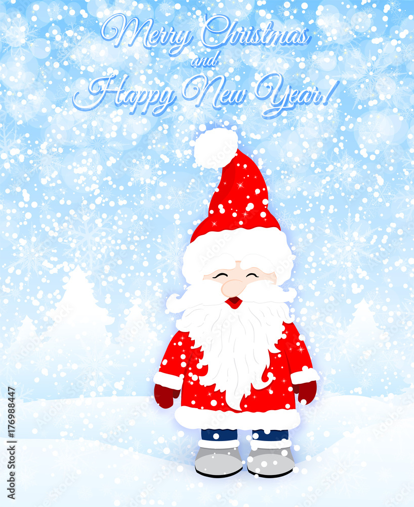 Christmas greeting card with Santa Claus vector