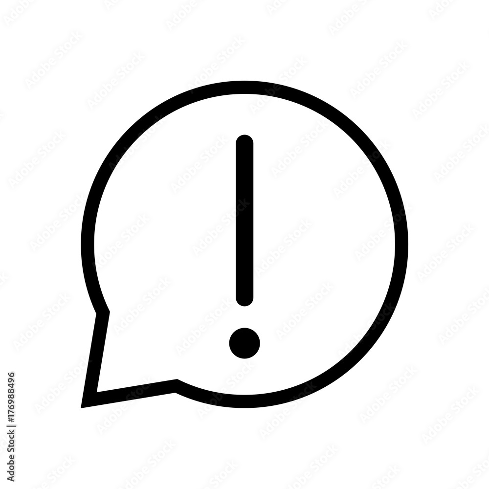 Chat sign Warning icon in speech bubble - vector iconic design Chat sign Warning icon in speech bubble - vector iconic design