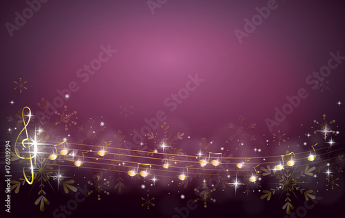 Konstfotografi Christmas background decorated with music notes