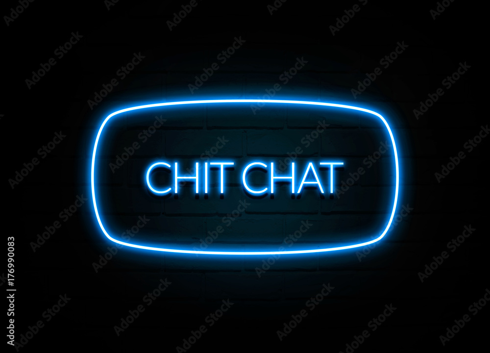 Chit Chat - colorful Neon Sign on brickwall Stock Illustration