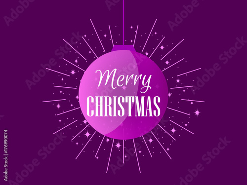 Merry Christmas. Background with Christmas balls and snowflakes. Festive greeting card. Vector illustration