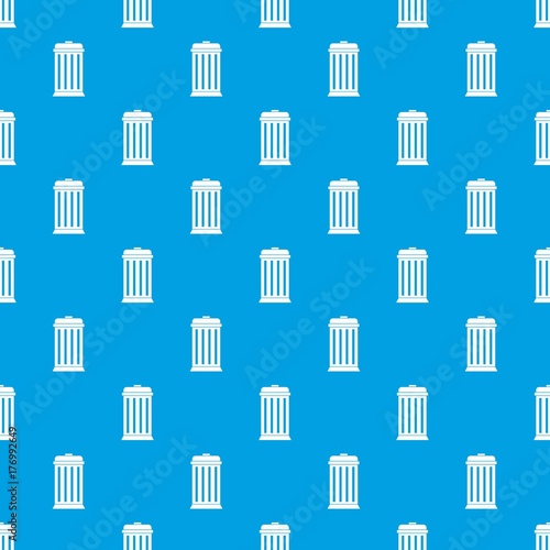 Trash can pattern seamless blue