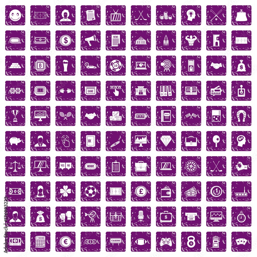 100 sweepstakes icons set grunge purple 100 sweepstakes icons set grunge purple