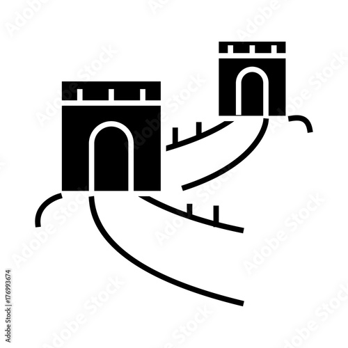 great wall - china icon, illustration, vector sign on isolated background