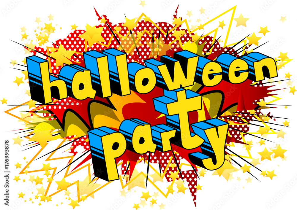 Halloween Party - Comic book style word on abstract background.