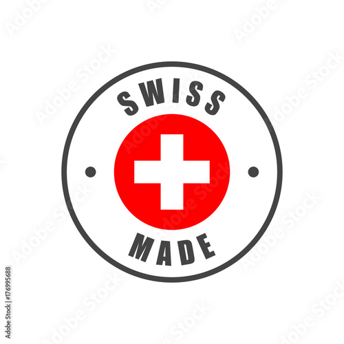 "Swiss made" badge with Swiss flag