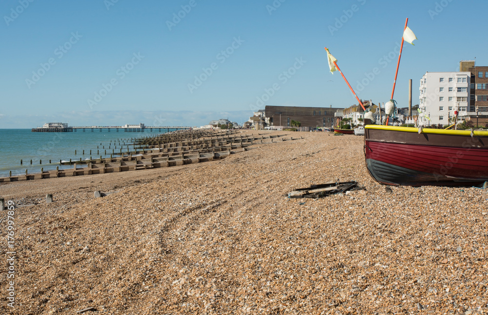 Worthing beach and Seafront, West Sussex, England Worthing beach and Seafront, West Sussex, England