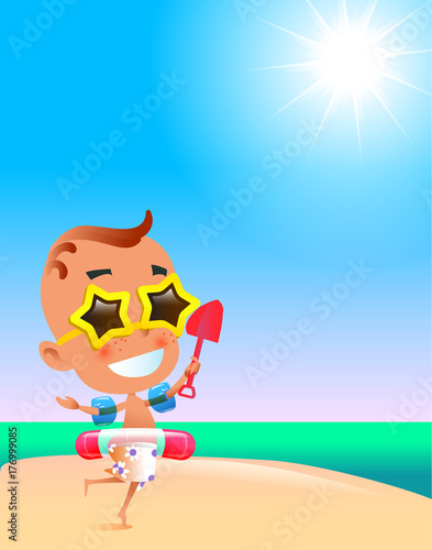 Summer time poster. Vector illustration.