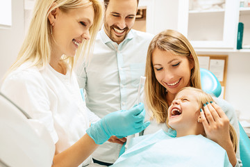 Family in dental office