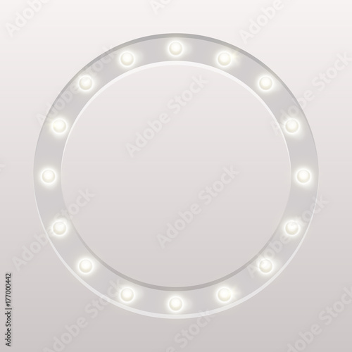 Round frame with shining light bulbs
