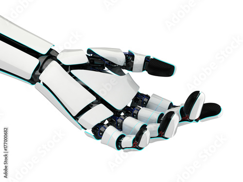 3D rendering robotic hand on a white background