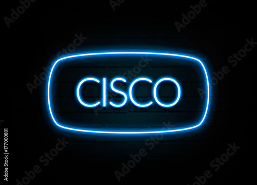 Cisco  - colorful Neon Sign on brickwall photo