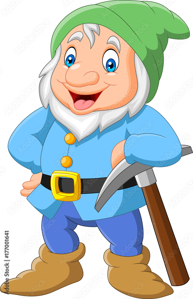 Happy dwarf miner isolated on white background Happy dwarf miner isolated on white background